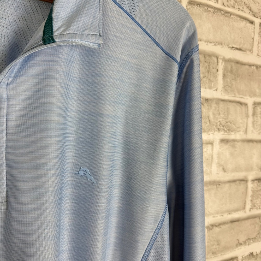 Tommy Bahama IslandZone Mens Large Light Blue Performance Quarter Zip Pullover - Picture 2 of 8